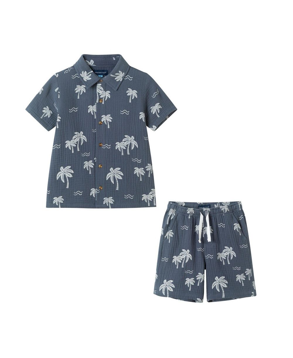 Andy & Evan Big Boys Little/Big Tropical Palm Tree Gauze Set