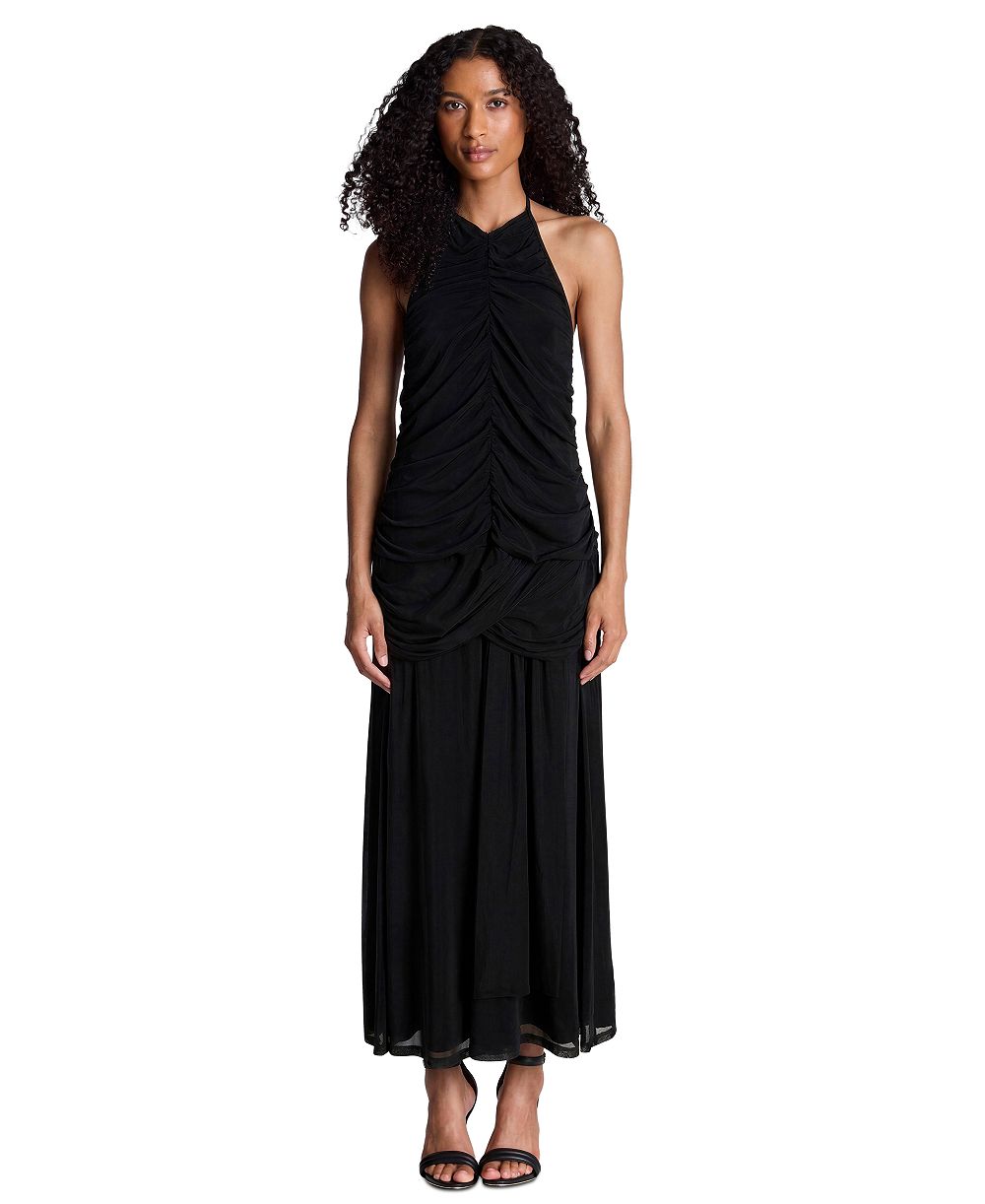 Kenneth Cole Women's Halter Ruched Open-Back Dress