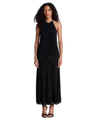 Kenneth Cole Women's Halter Ruched Open-Back Dress