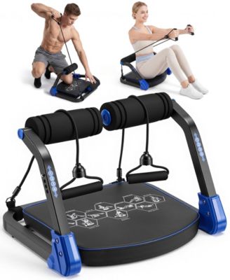 HONGGE Foldable Ab Machine, At Home Workout Equipment, Adjustable Ab Trainer Machine for Stomach Workout, Core Trainer with Resistance Bands