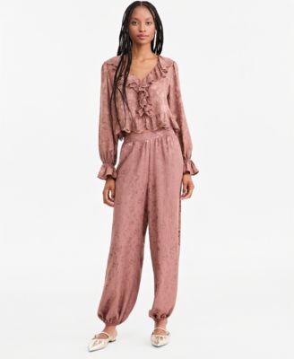 Брюки And Now This Petite из сатинового жаккарда с баллонами, эксклюзив Macy's