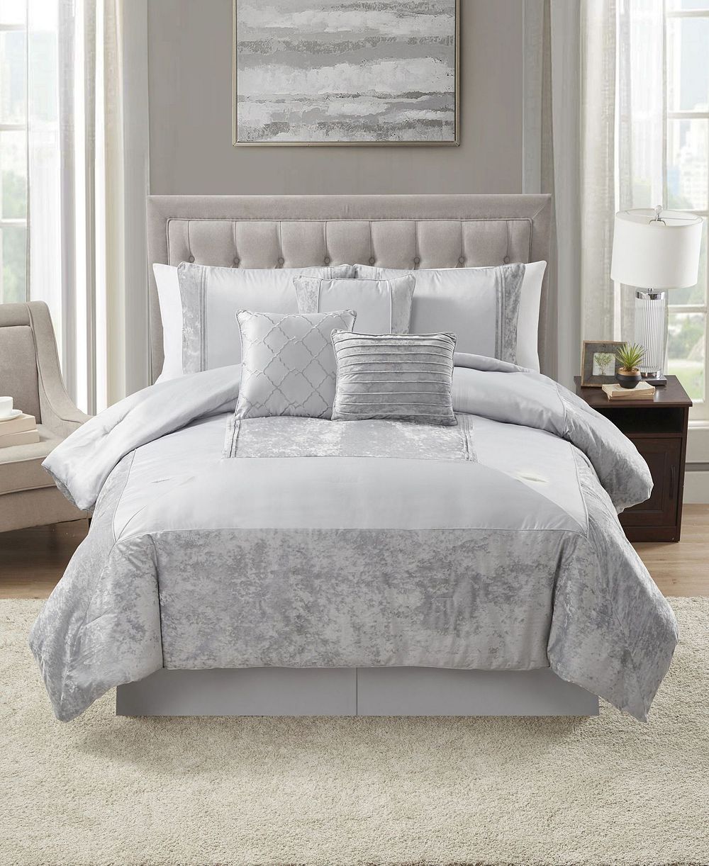 Sweet Home Collection Luna Crushed Velvet комплект постельного белья из 7 предметов, элегантное покрывало, Queen
