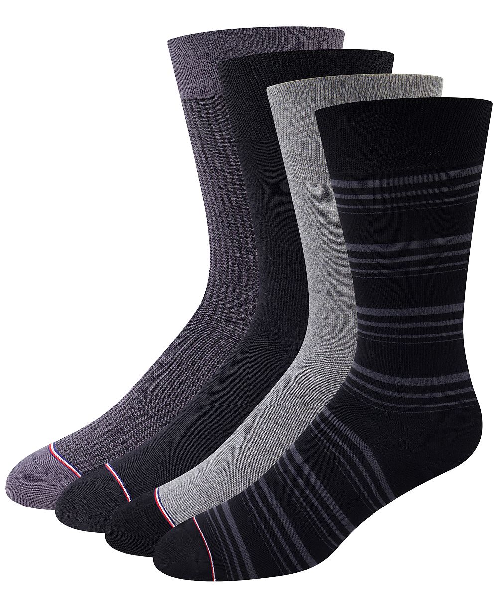 Tommy Hilfiger Men's Dress Rayon-Blend Crew Socks, 4-Pack