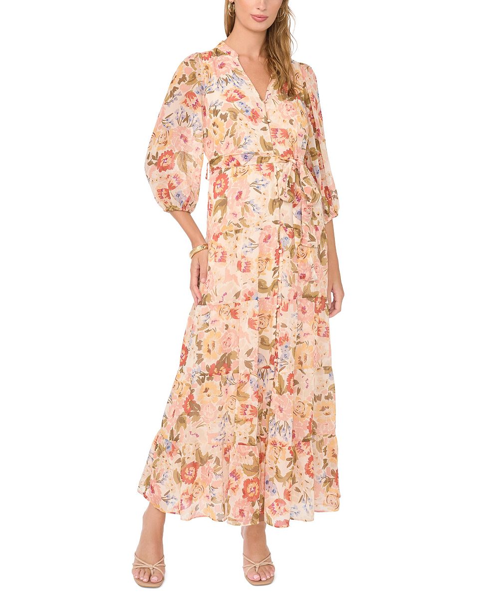Vince Camuto Женское Цветочное Длинное Платье Maxi с многослойным подолом