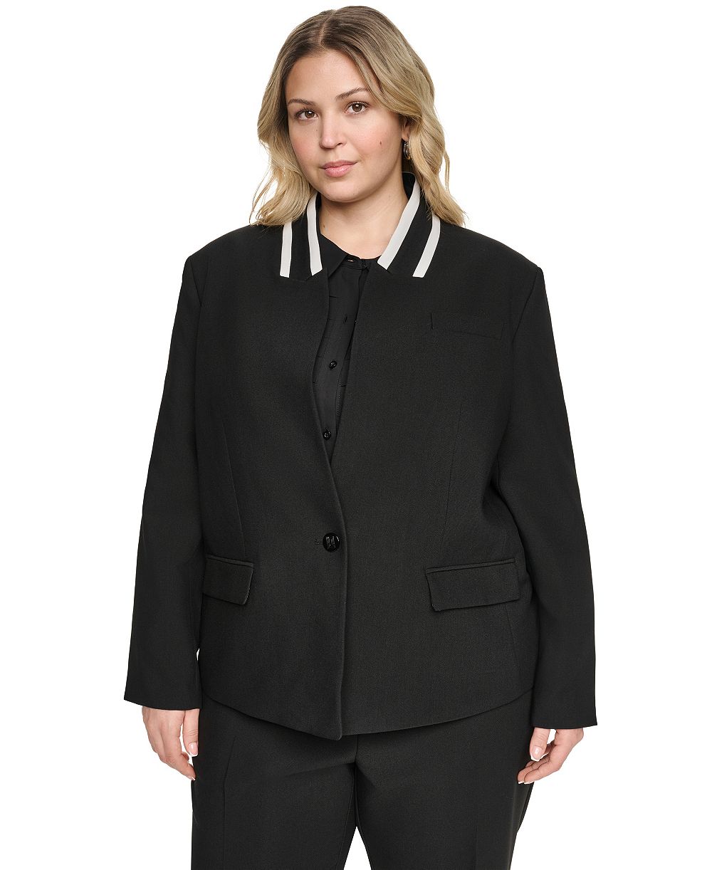 KARL LAGERFELD PARIS Plus Size блейзер с одной пуговицей и реверсивным лацканом