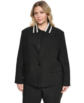 KARL LAGERFELD PARIS Plus Size блейзер с одной пуговицей и реверсивным лацканом