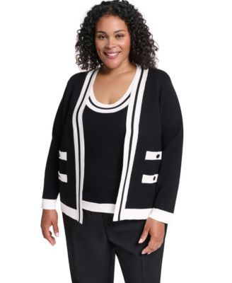 Кардиган KARL LAGERFELD PARIS Plus Size с открытым передом и отделкой