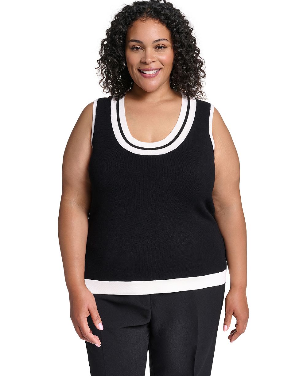 Топ KARL LAGERFELD PARIS Plus Size Scoop Neck Knit Tank Top