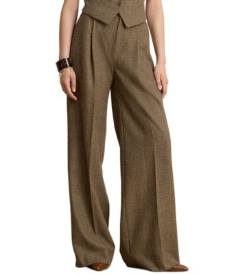 Lauren Ralph Lauren Petite High-Rise Wide-Leg Plaid Wool Pants, 29" Inseam