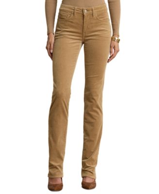Женские прямые брюки из вельвета Lauren Ralph Lauren с высокой посадкой и укороченным кроем