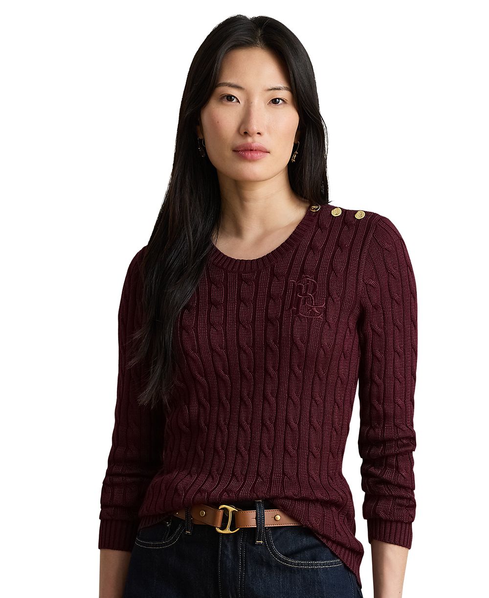 Lauren Ralph Lauren Petite Button-Trim Cable-Knit Sweater