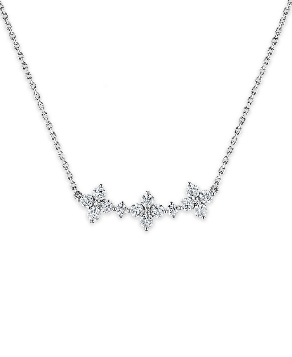 Macy's Lab-Grown Diamond Flower Necklace (1-1/2 ct. t.w.) in 14k White Gold