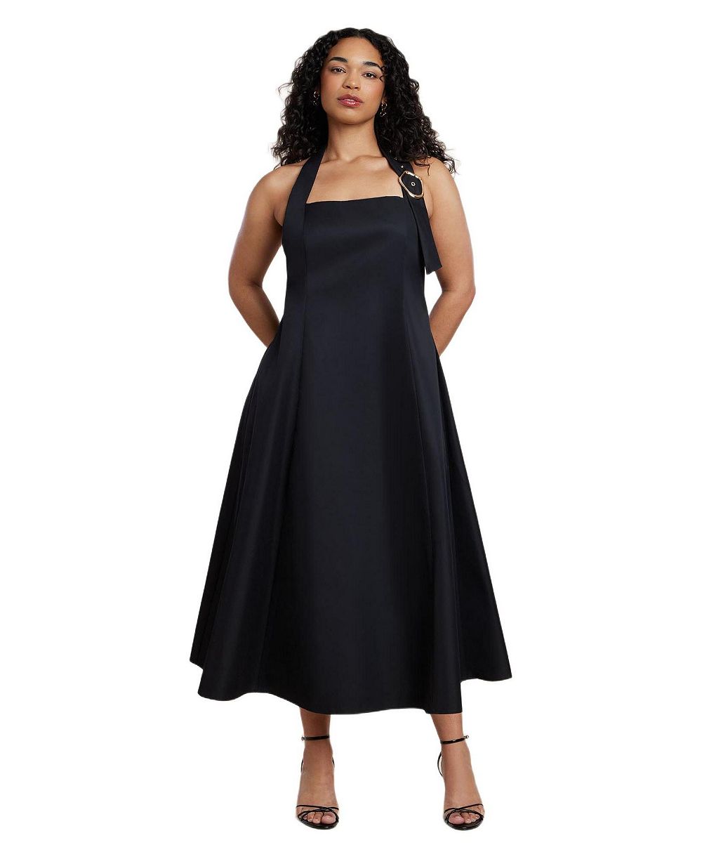 ELOQUII Женское Plus Size платье Maxi с отделкой Buckle Neckline