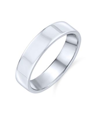 Bling Jewelry Traditional Simple Flat Band Ring .925 Sterling Silver 4MM Wide Comfort Fit