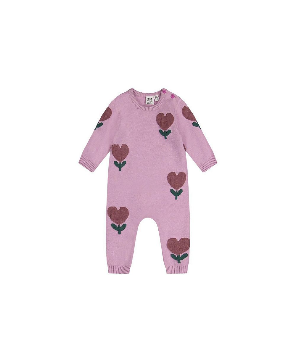 Deux par Deux Baby Girl 3M TO 24M Knitted Intarsia Romper Lilac