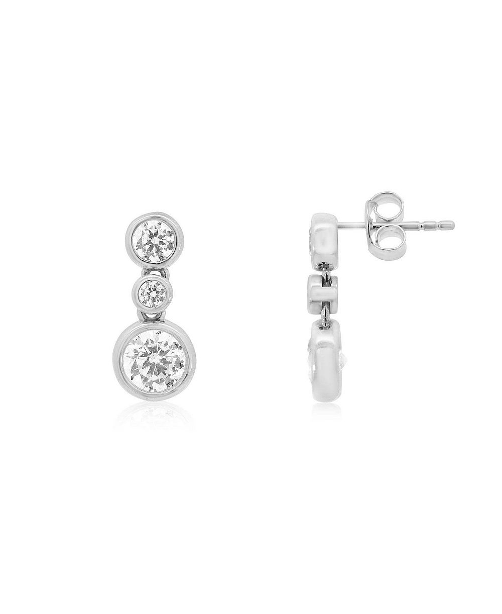 Серьги The Lovery CZ Triple Bezel Drop Sterling Silver