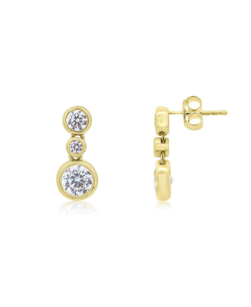 Серьги The Lovery CZ Triple Bezel Drop, 14K Gold-Plated Sterling Silver