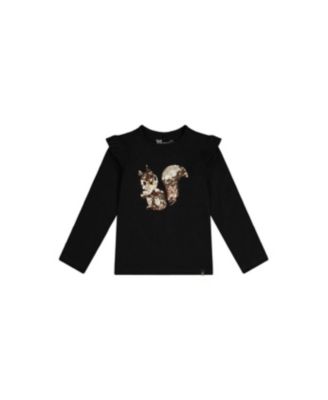 Deux par Deux Big Girls 6- 14 Long Sleeve Organic Cotton Squirrel T-Shirt