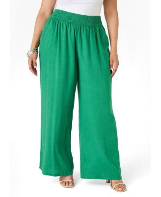 Ashley Stewart Women's Plus Size Linen Blend Pull On Pants