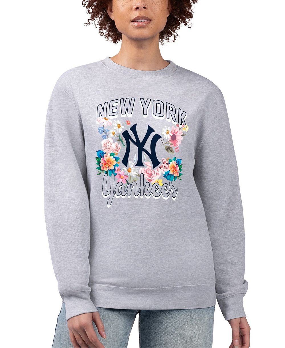 Свитшот G-III 4Her by Carl Banks Women's Heather Gray New York Yankees с графическим принтивом