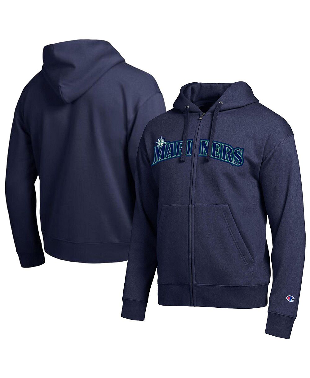 Мужское худи Champion Seattle Mariners Navy All-Star Wordmark Full-Zip