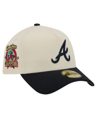 New Era Men's Cream Atlanta Braves Chrome A-Frame 59FORTY Fitted Hat