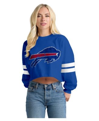 Spirit Jersey Женская синяя укороченная футболка Buffalo Bills Oversized Cropped Stripe Long Sleeve