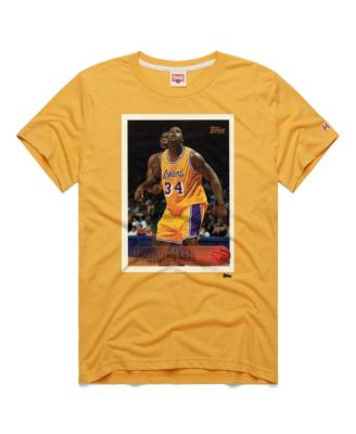 Homage Men's and Women's Shaquille O'Neal Gold Los Angeles Lakers Topps Trading Card Player Tri-Blend T-Shirt