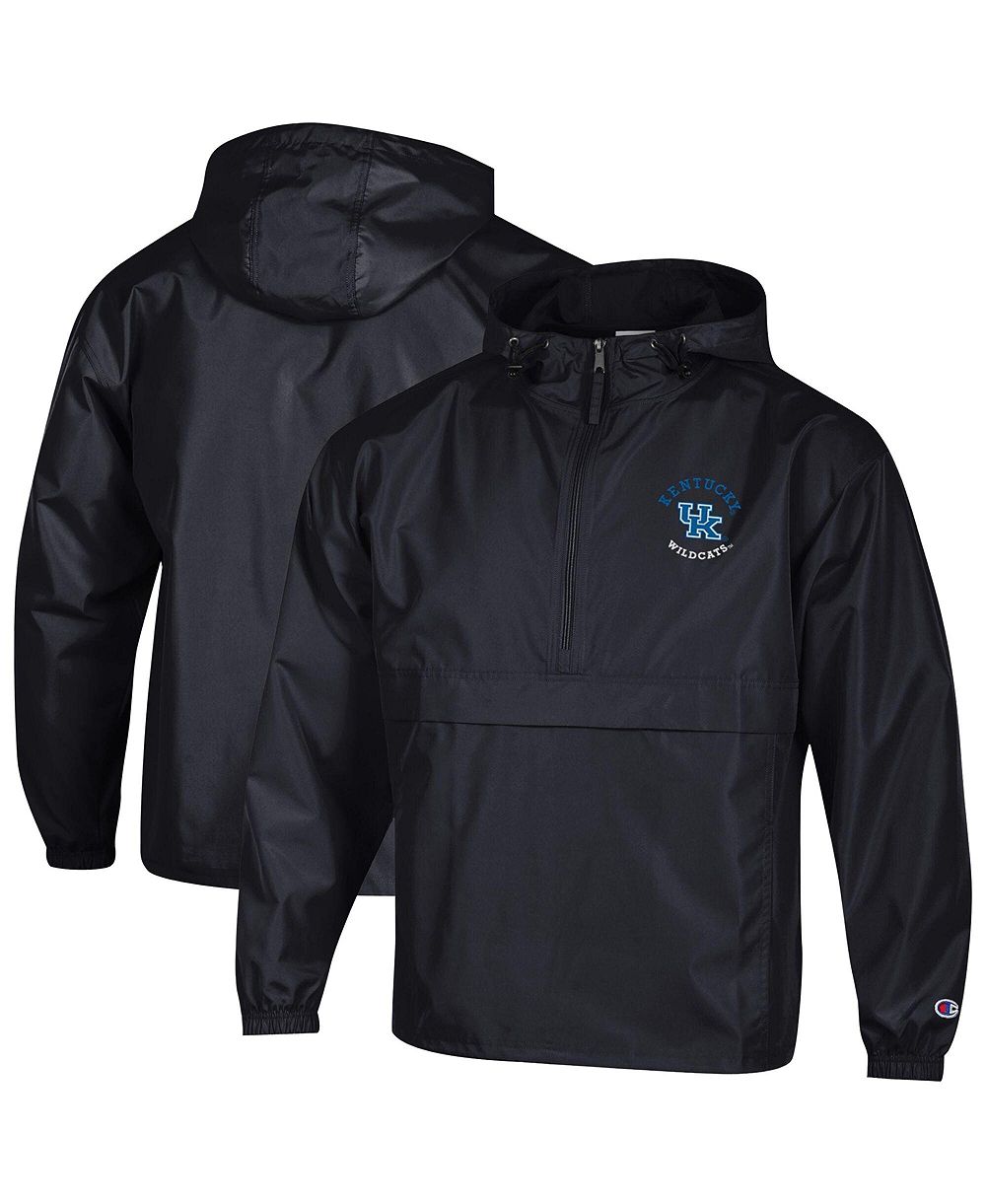 Champion Men's Black Kentucky Wildcats Packable Hooded Windbreaker Half-Zip Jacket