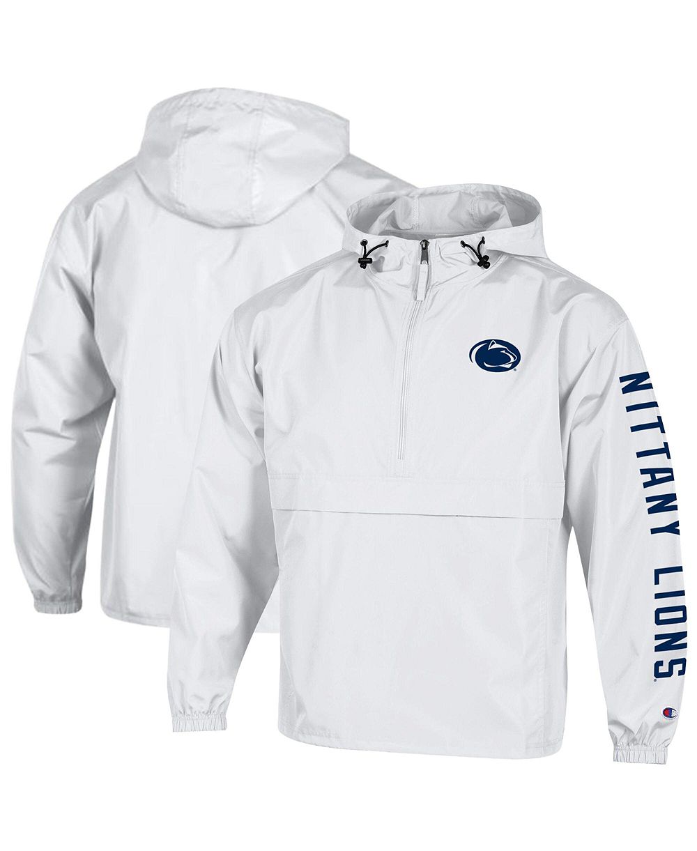 Champion Men's White Penn State Nittany Lions Cloud Packable Half-Zip Hooded Jacket