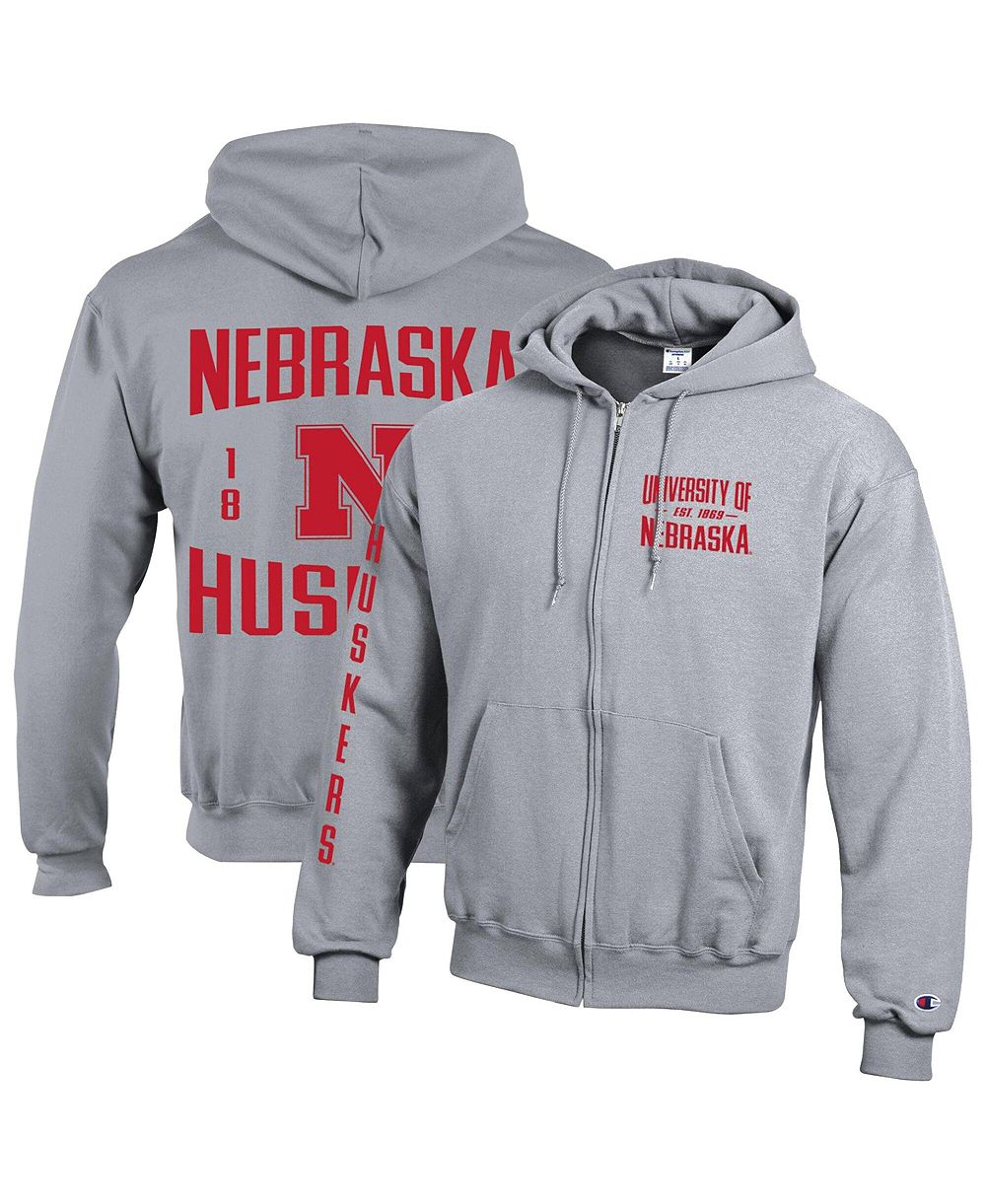 Champion Мужское флисовое худи Nebraska Huskers Gray