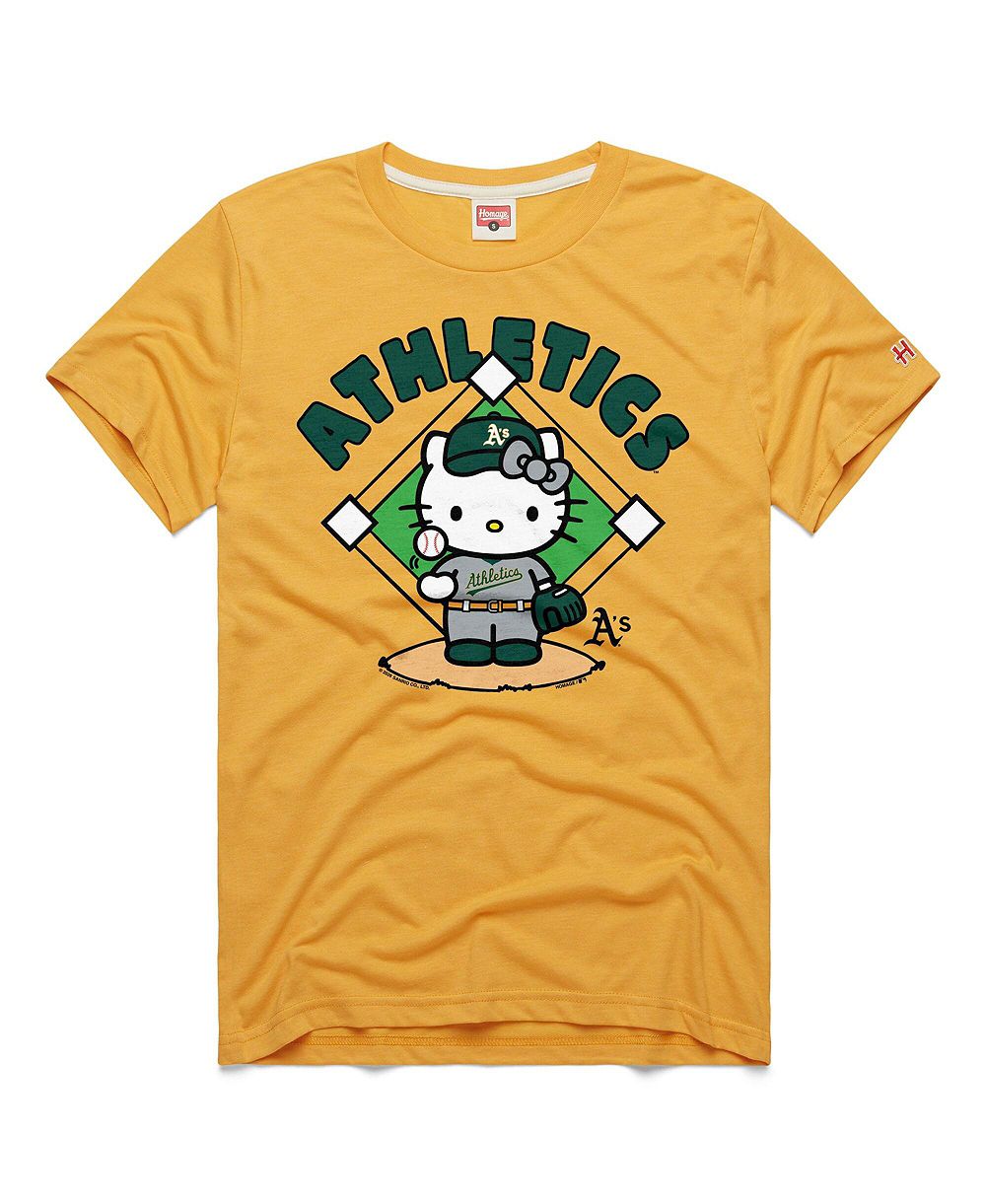 Homage Мужская и Женская футболка Homage Gold Athletics Hello Kitty Tri-Blend