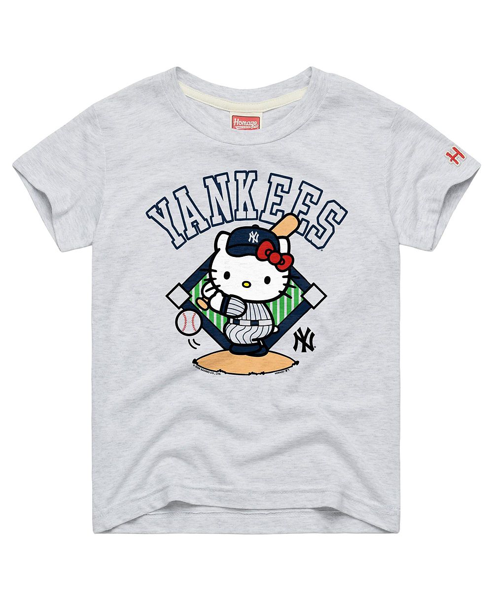 Детская футболка Homage Toddler Ash New York Yankees Hello Kitty x MLB Tri-Blend
