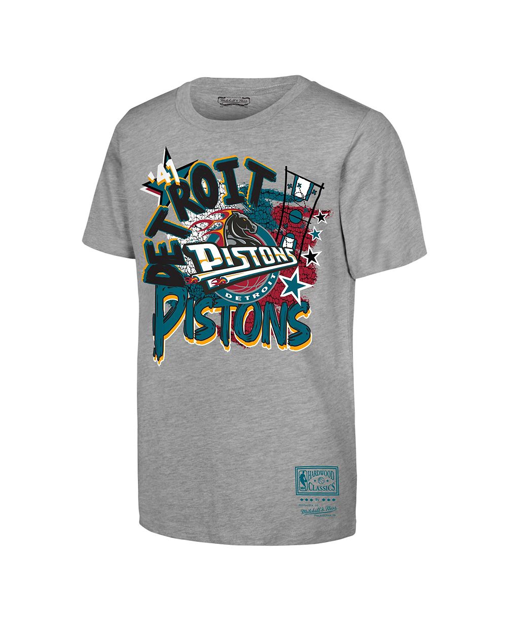 Mitchell & Ness футболка Detroit Pistons Hardwood Classics Play by Play для мальчиков и девочек, серая меланж