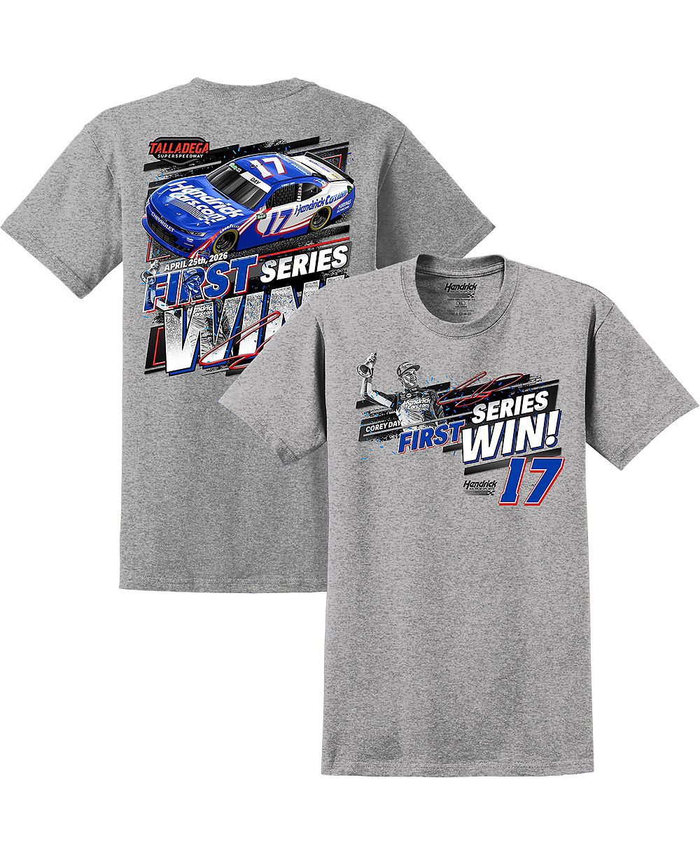 Мужская футболка Hendrick Motorsports Team Collection Corey Day 2026 Ag-Pro 300 Race Winner Heather Gray
