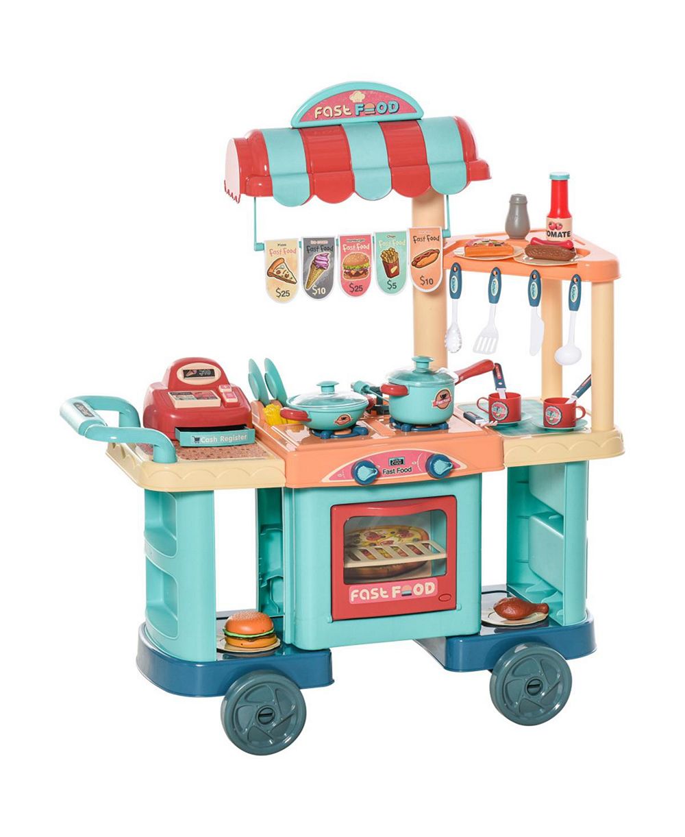 Игровой набор YOBTOP Kitchen Food Stand с кассовым аппаратом и 50 аксессуарами для детей 3-6 лет, ABS материал