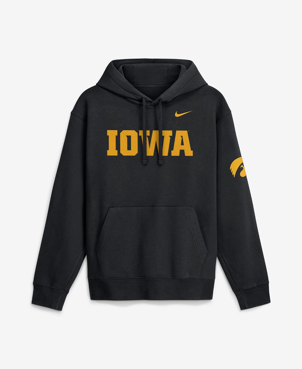 Мужское худи Nike Black Iowa Hawkeyes 2026 Sideline Club Fleece