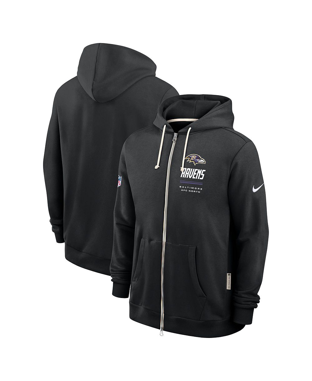 Nike Мужское худи Full-Zip Baltimore Ravens Sideline Standard Issue Dri-FIT, цвет Black