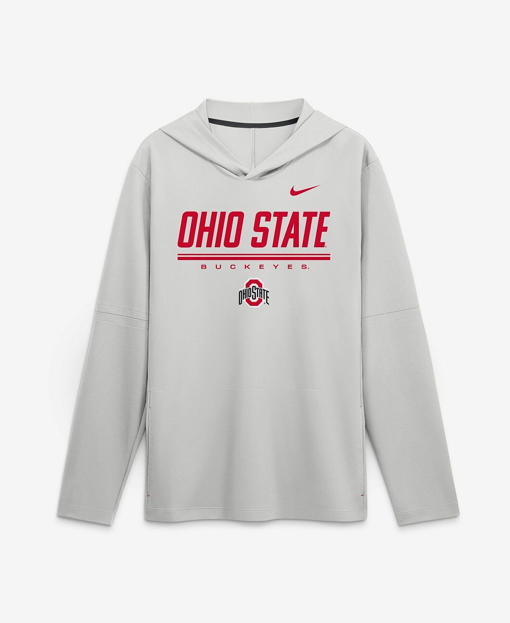Мужская футболка Nike Ohio State Buckeyes 2026 Sideline Lightweight Long Sleeve Hooded Dri-FIT