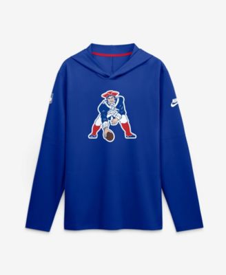 Мужская футболка Nike New England Patriots Royal Sideline Dri-FIT Long Sleeve Hooded