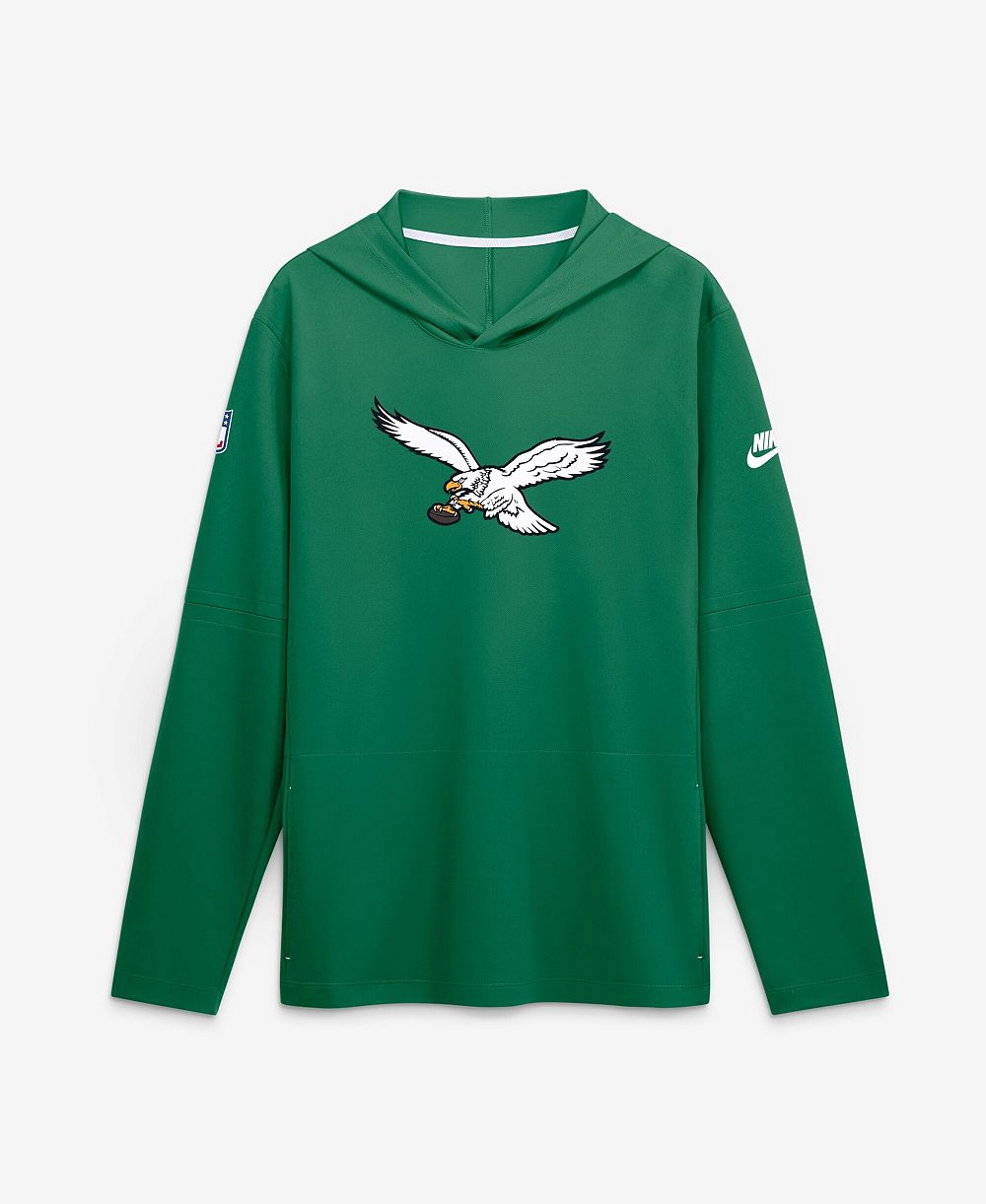 Nike Men's Kelly Green Philadelphia Eagles Sideline Dri-FIT Long Sleeve Hooded T-Shirt