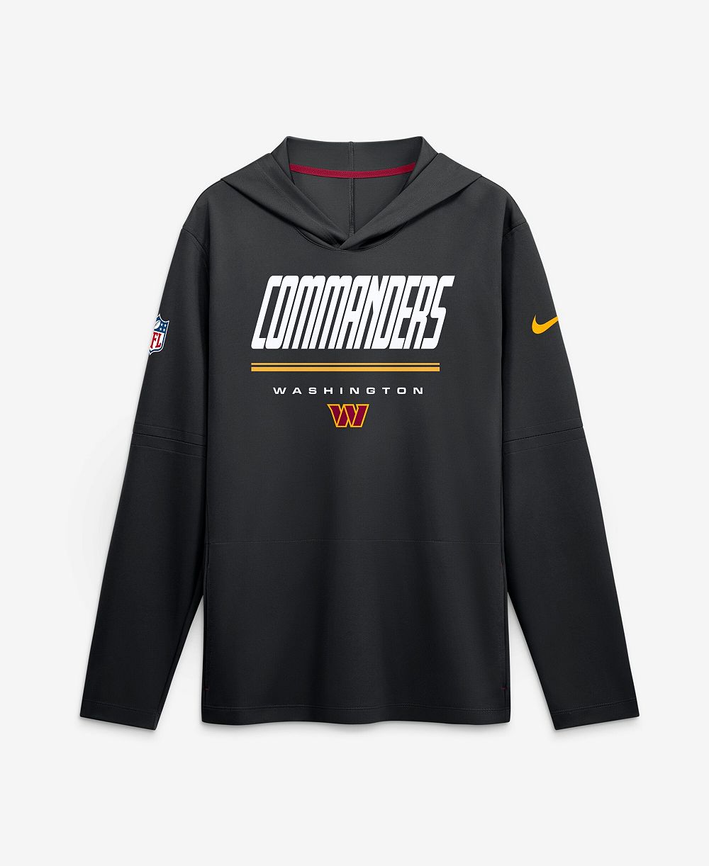 Мужская футболка Nike Washington Commanders Sideline Lightweight Long Sleeve Hooded Dri-FIT