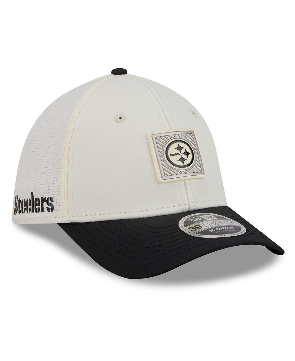 Мужская кепка New Era Cream/Black Pittsburgh Steelers 2026 NFL Training Camp 39THIRTY Flex
