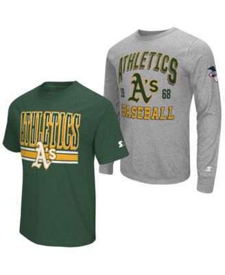 Starter Men's Heather Gray/Green Athletics Two-Pack Long Sleeve Short Sleeve T-Shirt Set