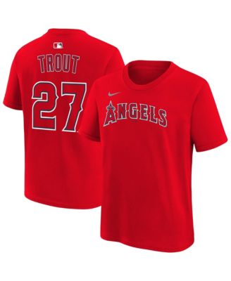 Nike Big Boys and Girls Mike Trout Red Los Angeles Angels Name & Number T-Shirt