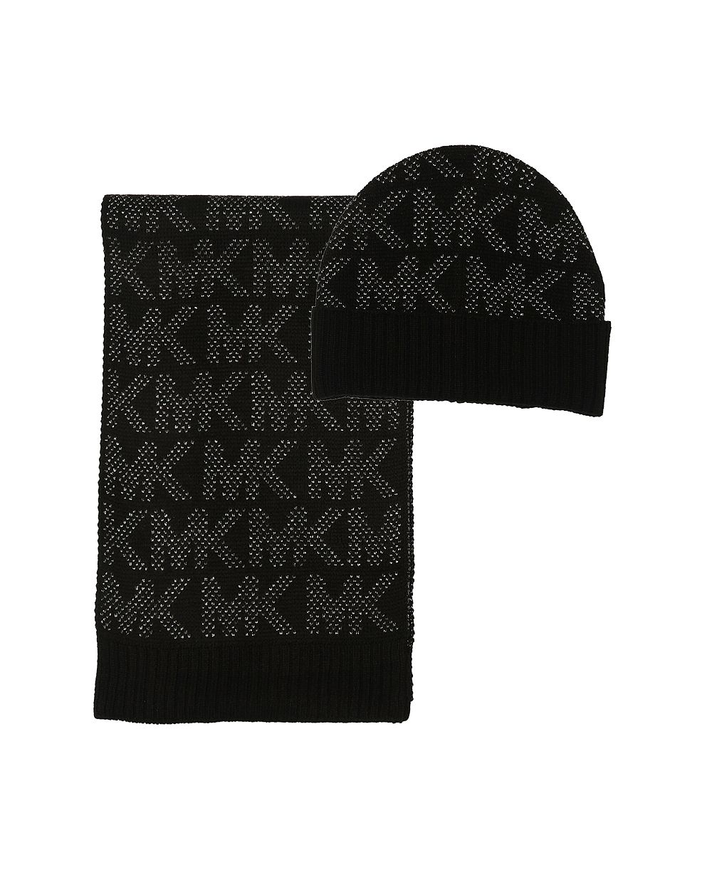Michael Kors Metallic Cuff Beanie and Scarf Set