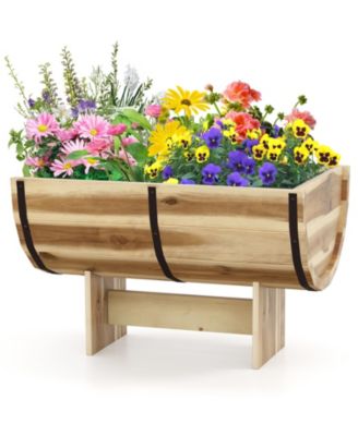 SUGIFT Outdoor Wooden Planter with Legs for Flower Herb Vegetable Fruit