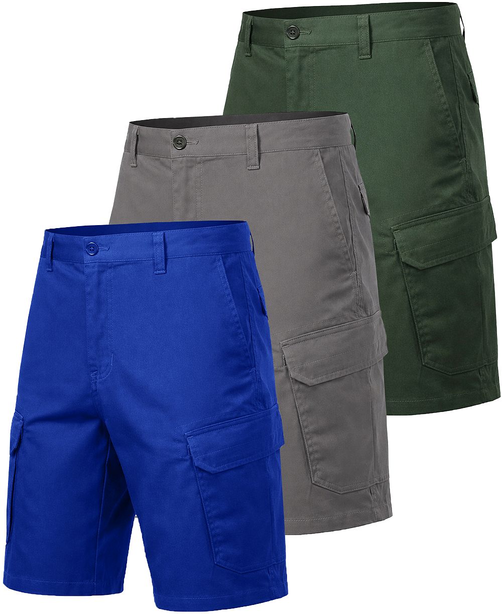 Blu Rock Men's Cotton Flex Stretch Cargo Shorts, 3-Pack, 11" inseam