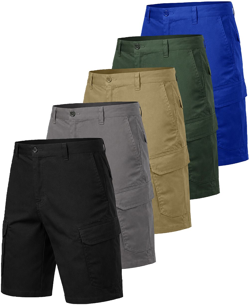 Blu Rock Men's Cotton Flex Stretch 11" Cargo Shorts, 5-Pack