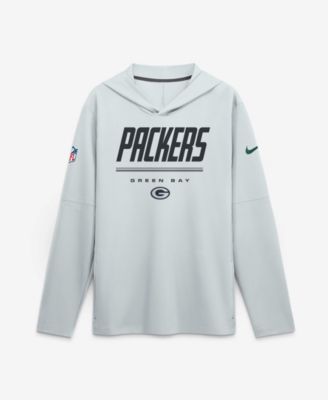 Мужская футболка Nike Platinum Green Bay Packers Sideline Lightweight Long Sleeve Hooded Dri-FIT